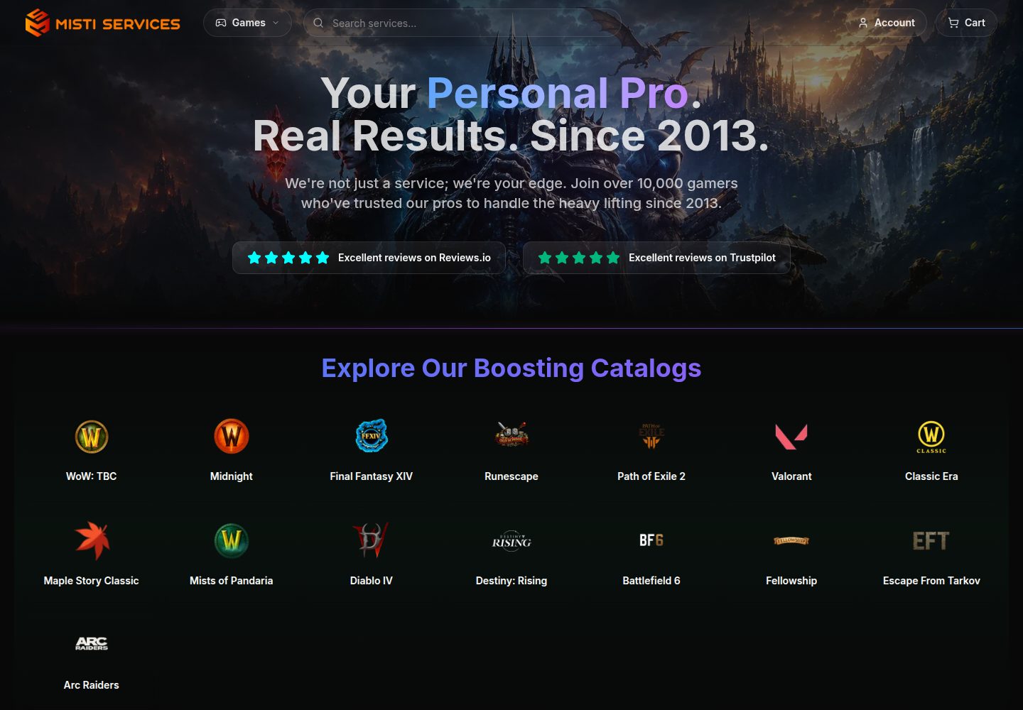 Misti Services public website screenshot