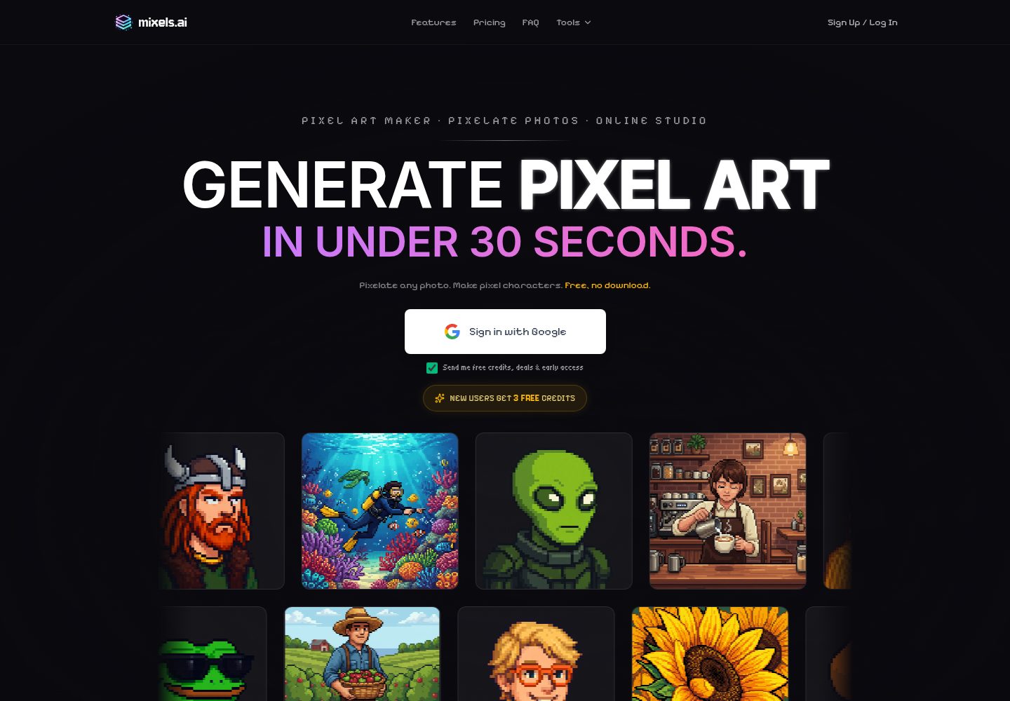 Mixels.ai public website screenshot