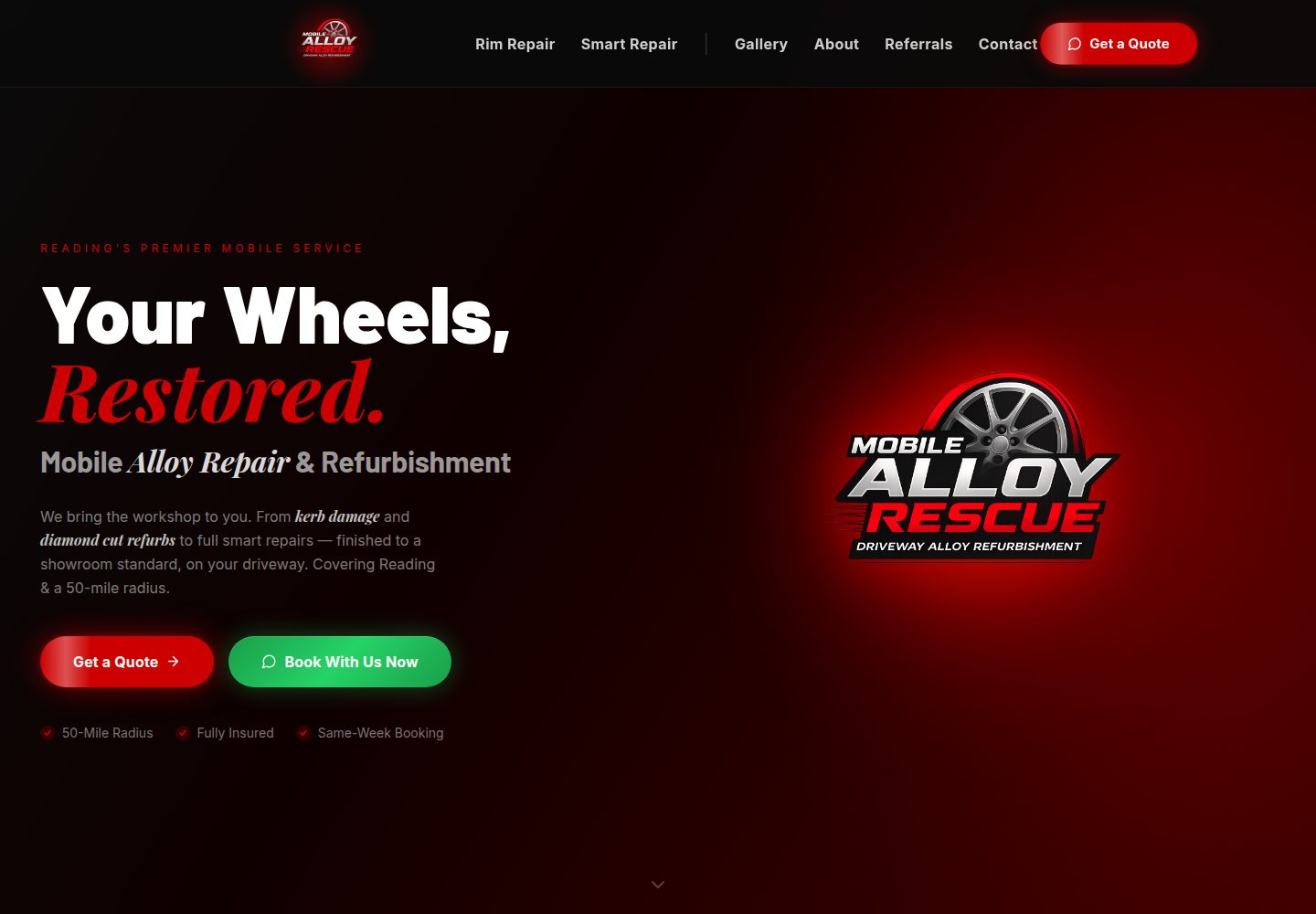 Mobile Alloy Rescue public website screenshot