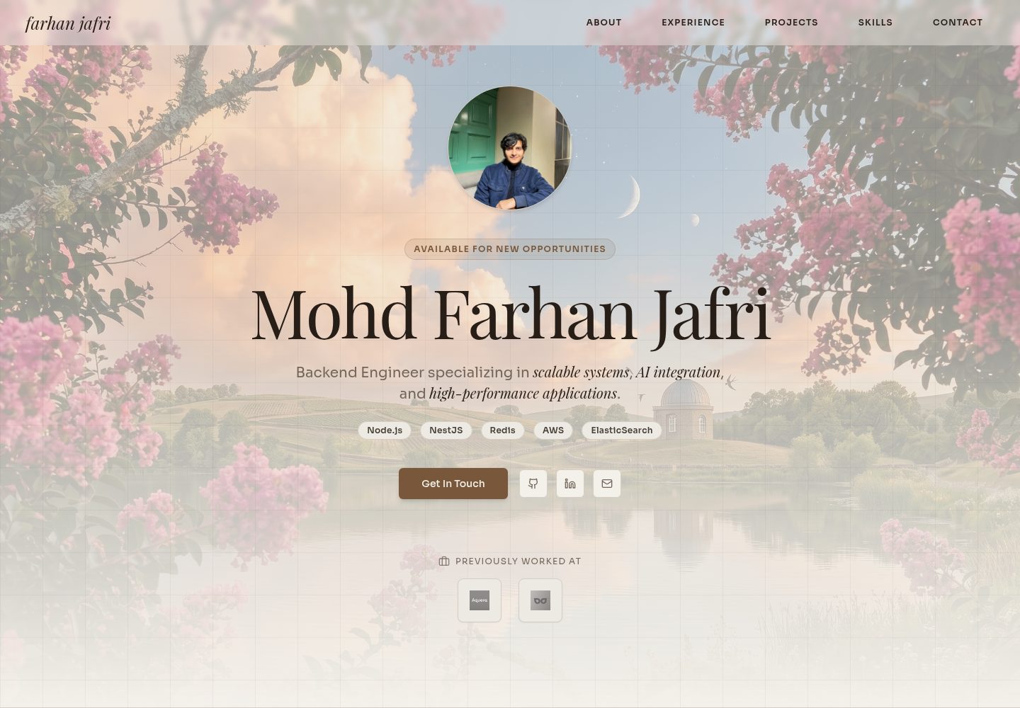 Mohd Farhan Jafri public website screenshot