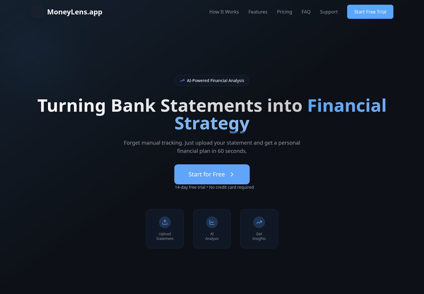 MoneyLens public website screenshot