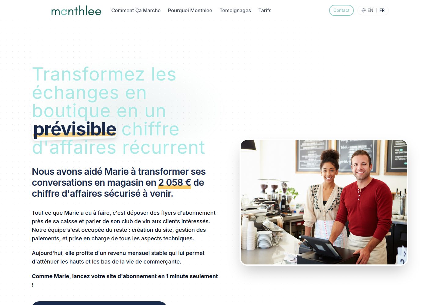Monthlee public website screenshot