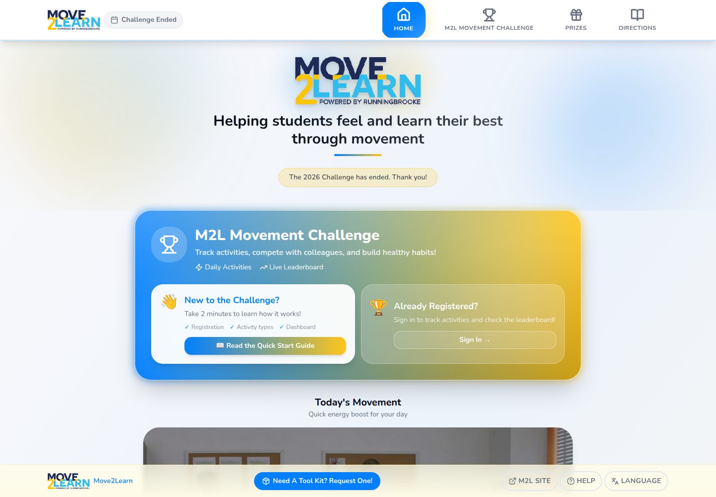 Move2Learn public website screenshot