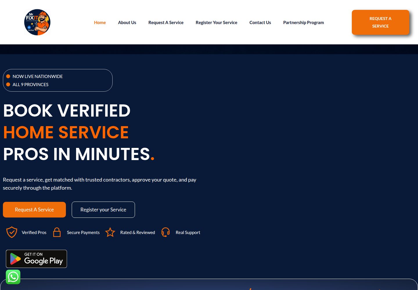 Mr FiXiT public website screenshot