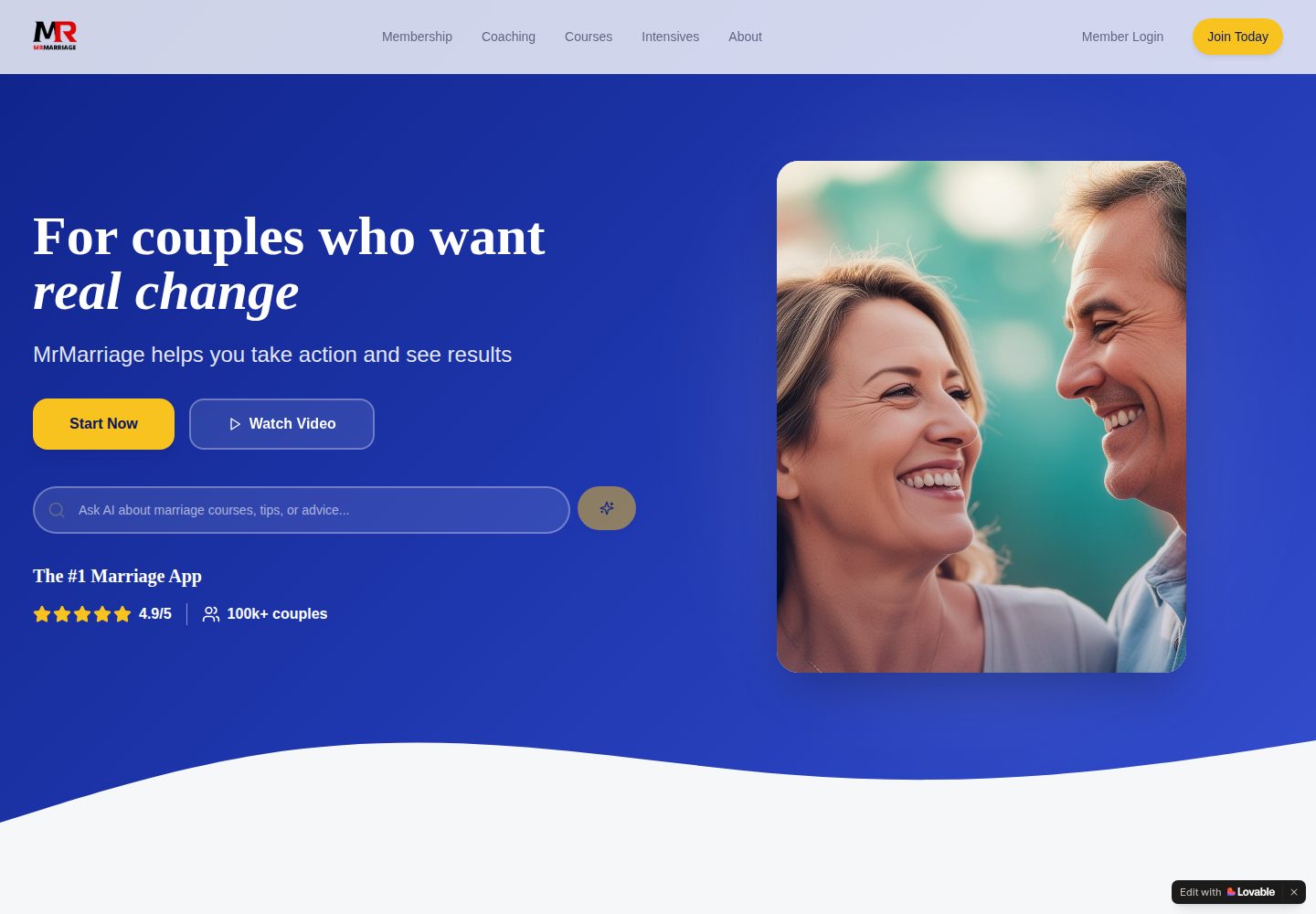 MrMarriage public website screenshot