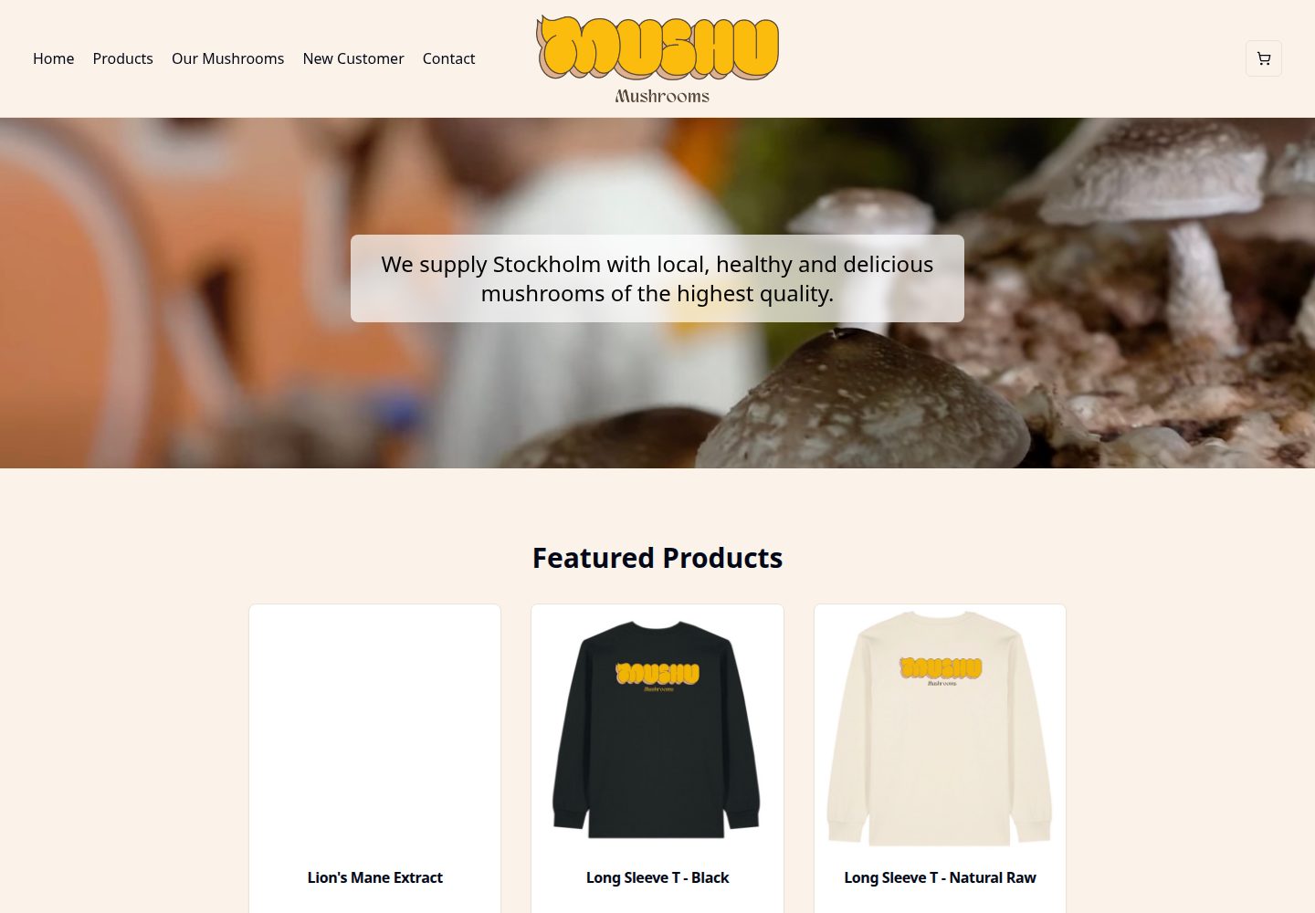 Mushu Mushrooms public website screenshot