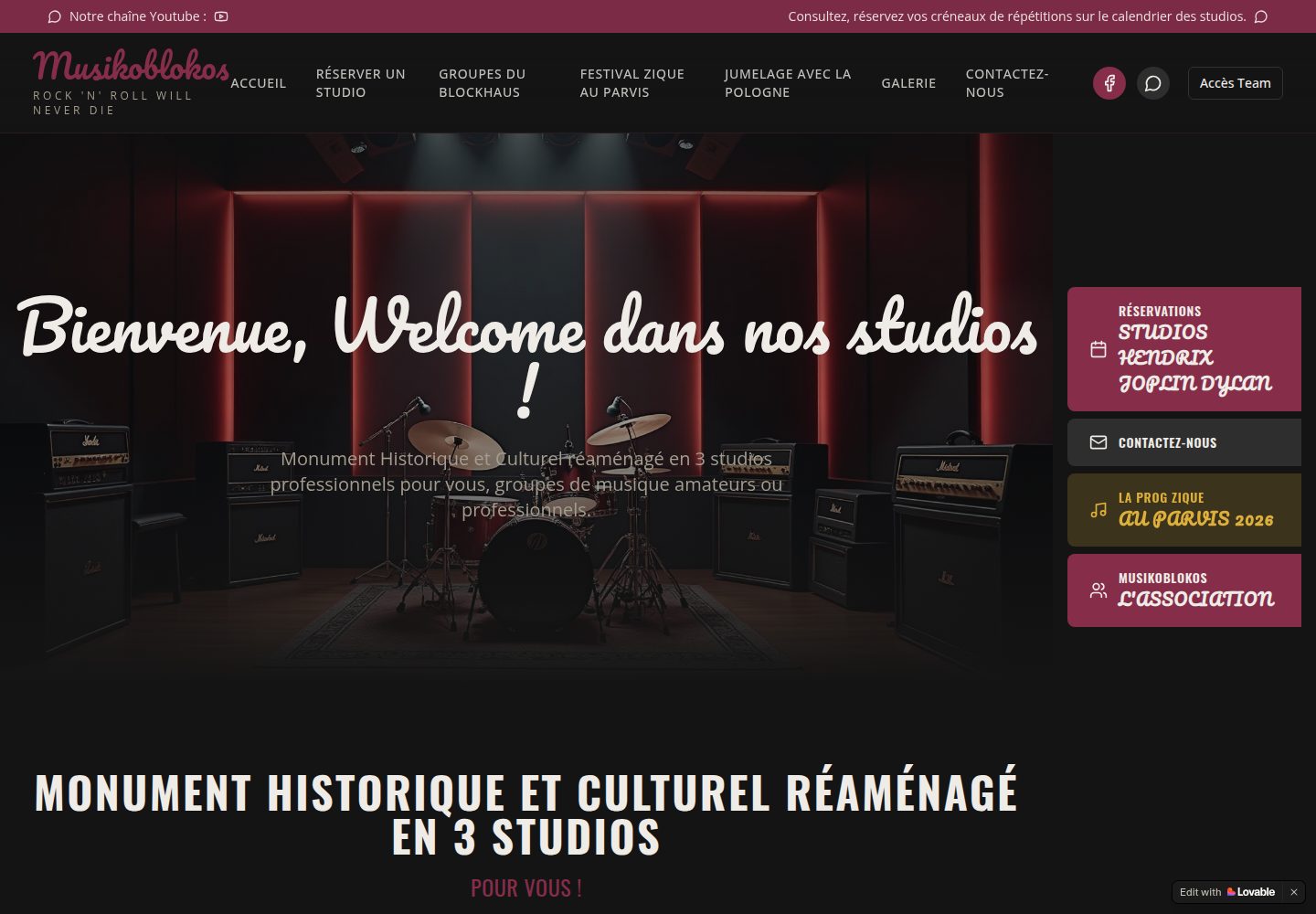 Musikoblokos public website screenshot