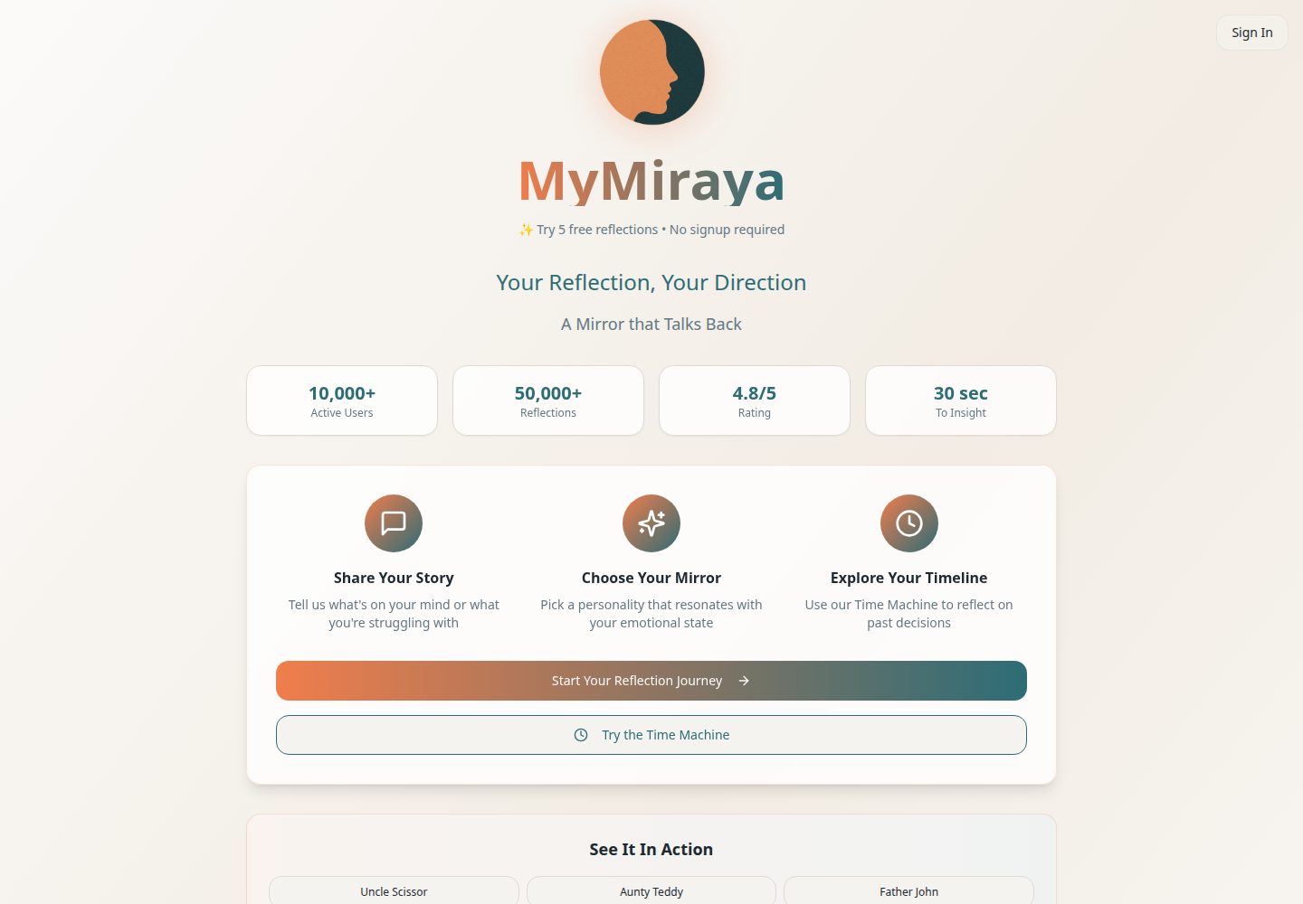 MyMiraya public website screenshot