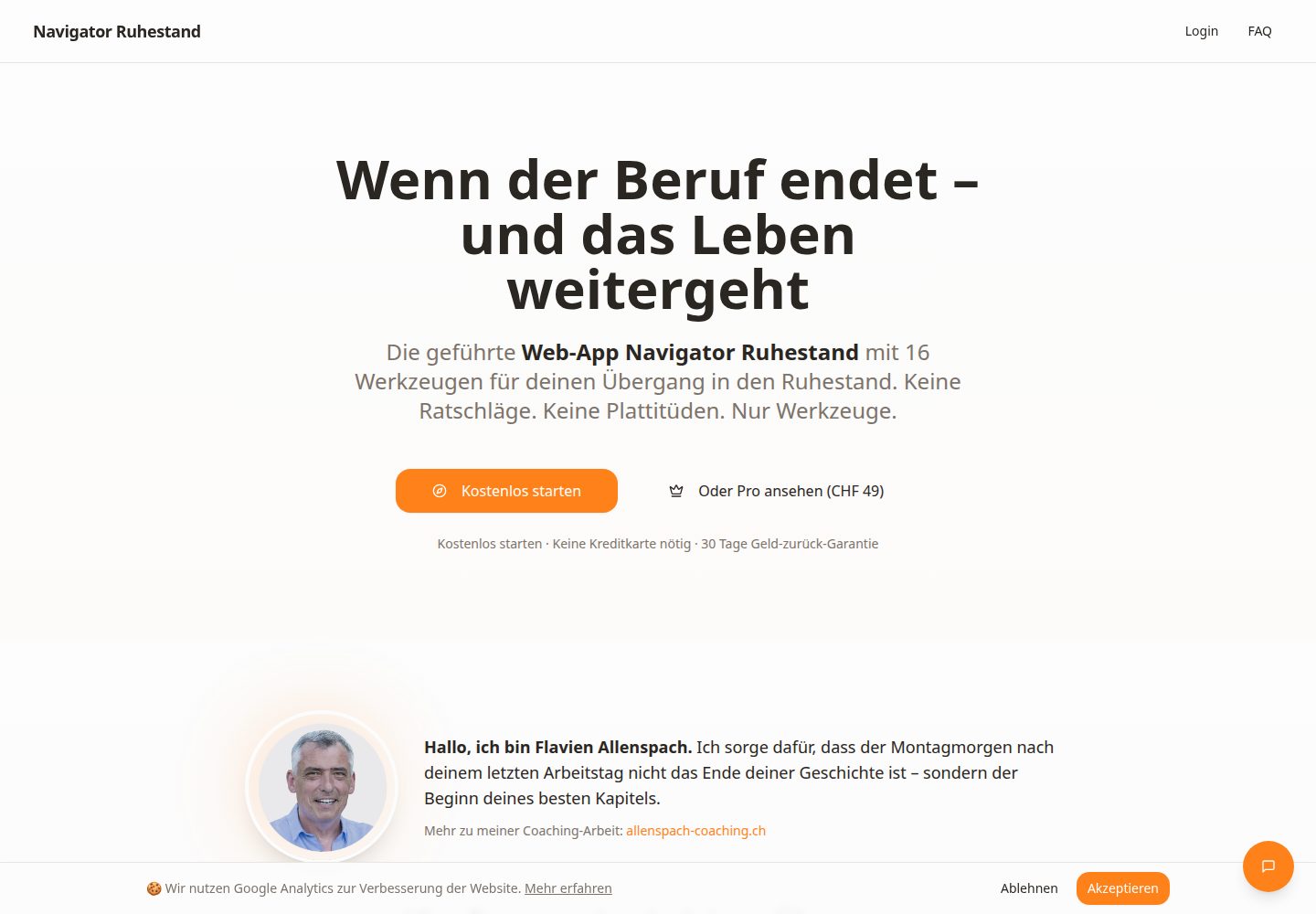 Navigator Ruhestand public website screenshot