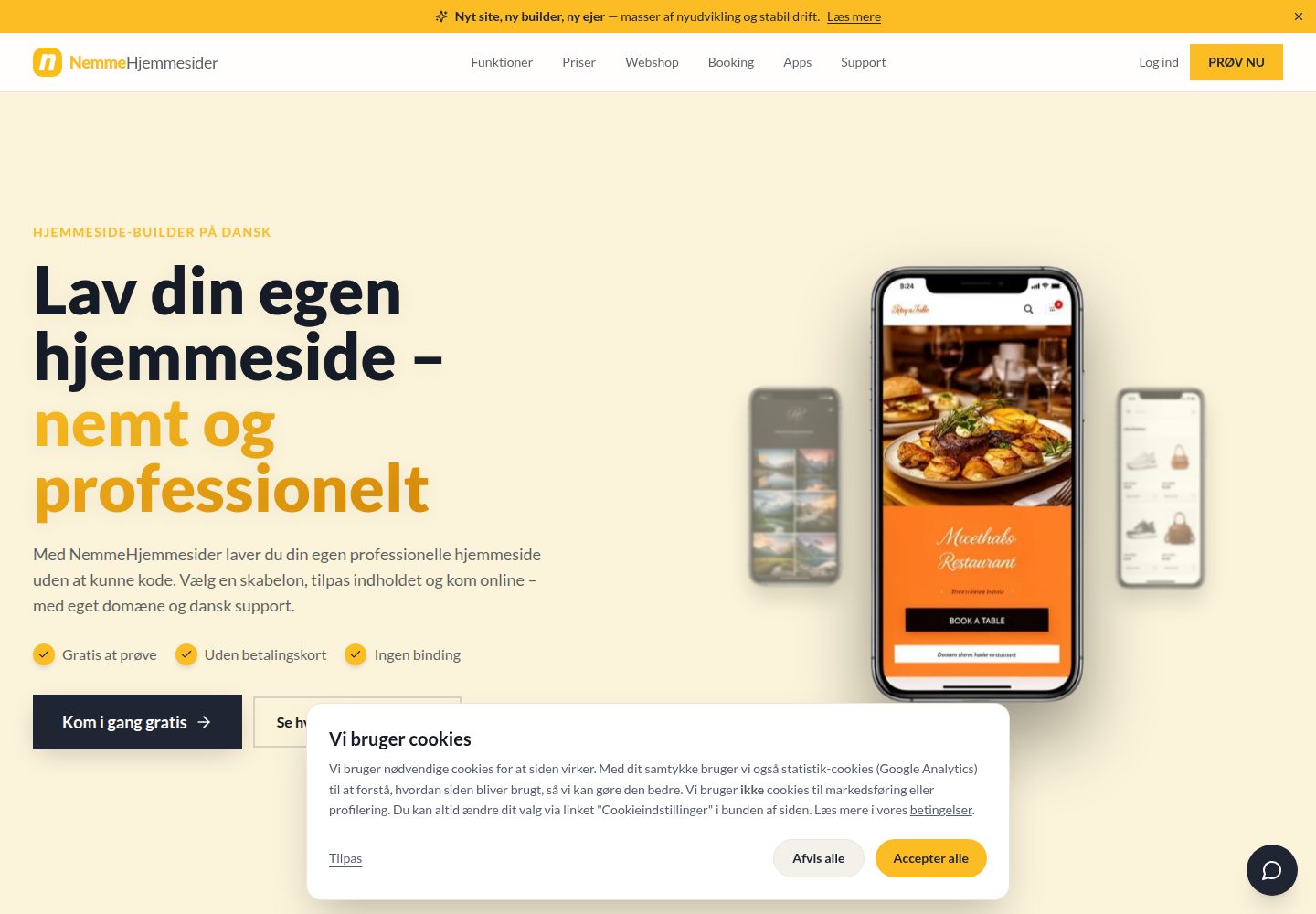 NemmeHjemmesider public website screenshot