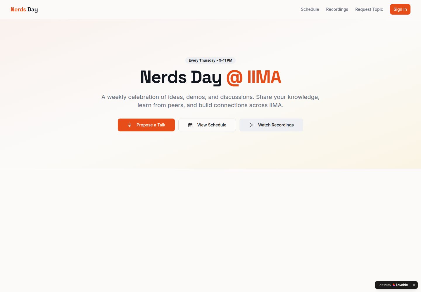 Nerds Day public website screenshot