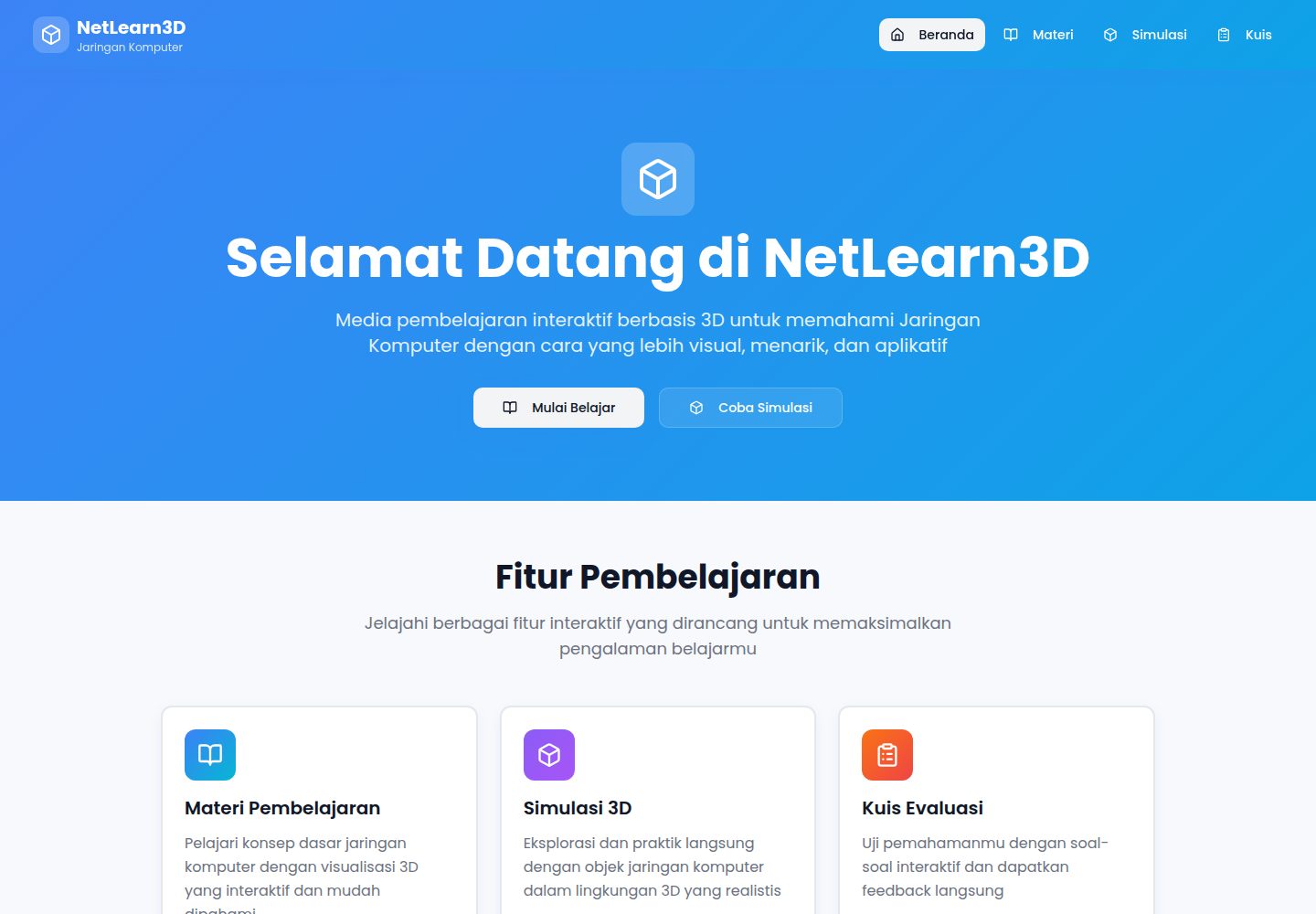 NetLearn3D public website screenshot
