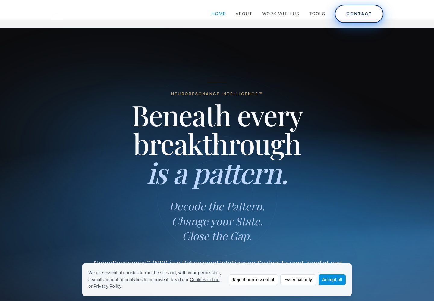NeuroResonance Intelligence public website screenshot