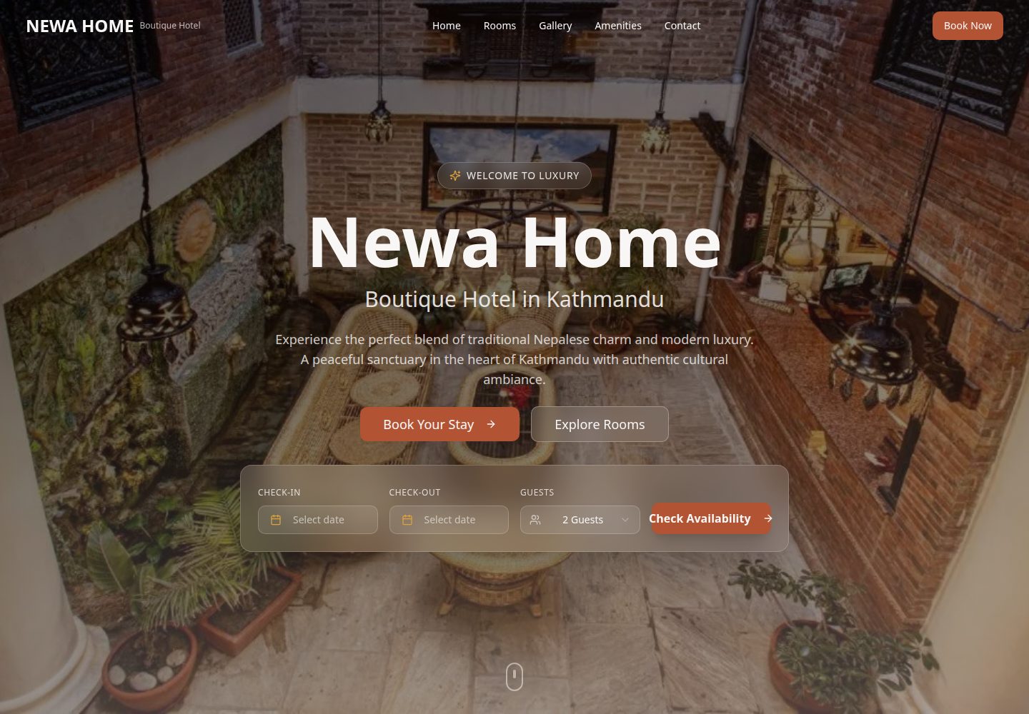 Newa Home Hotel public website screenshot