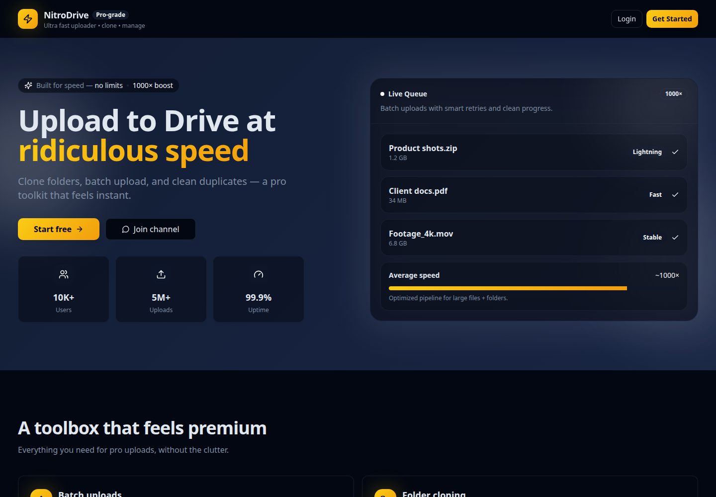NitroDrive public website screenshot