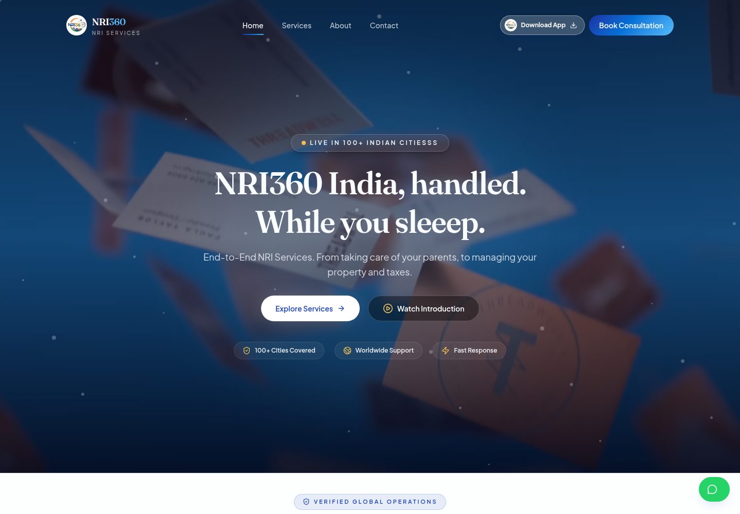 NRI360 public website screenshot