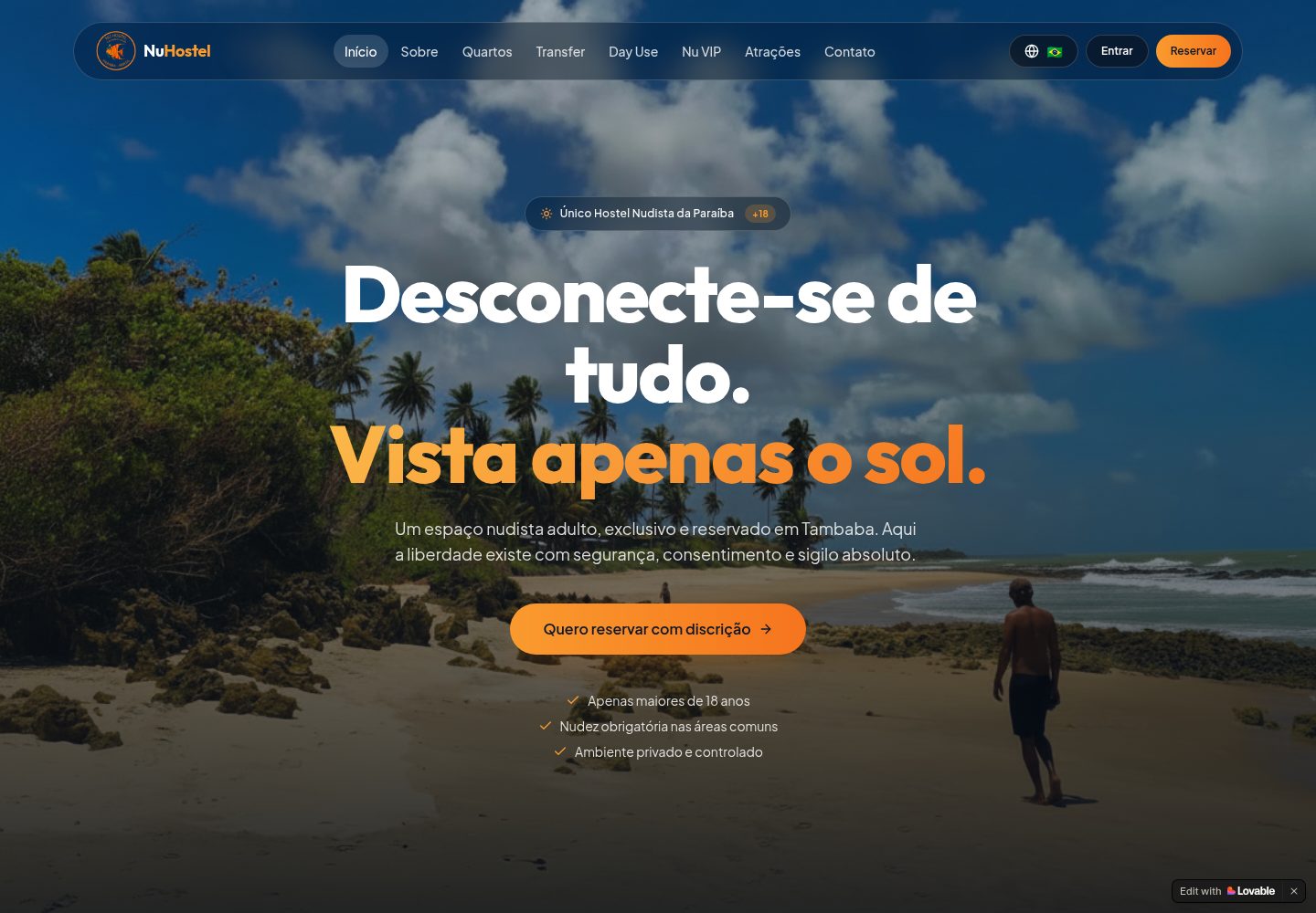 NuHostel public website screenshot