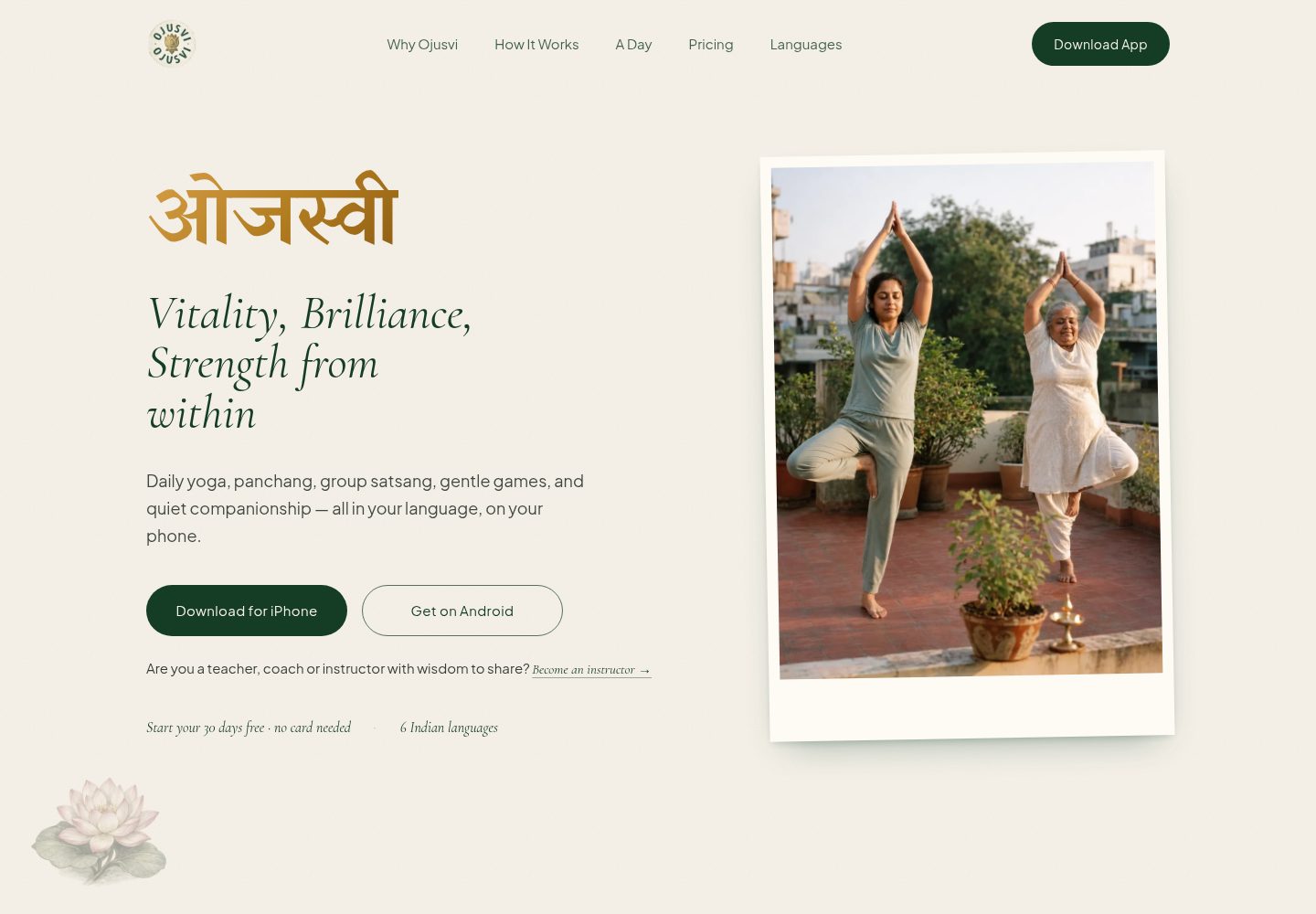 Ojusvi public website screenshot