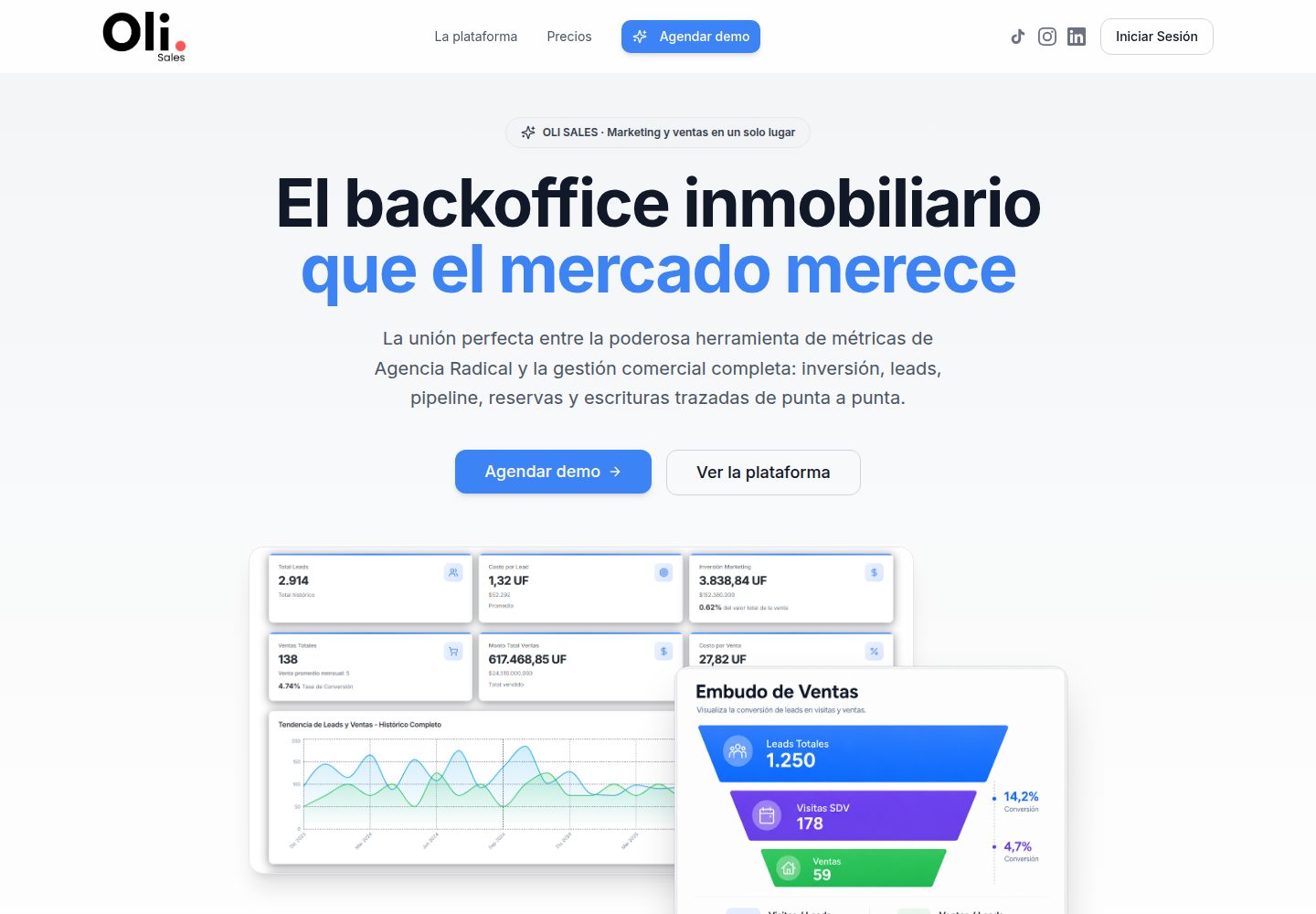 OLI SALES public website screenshot