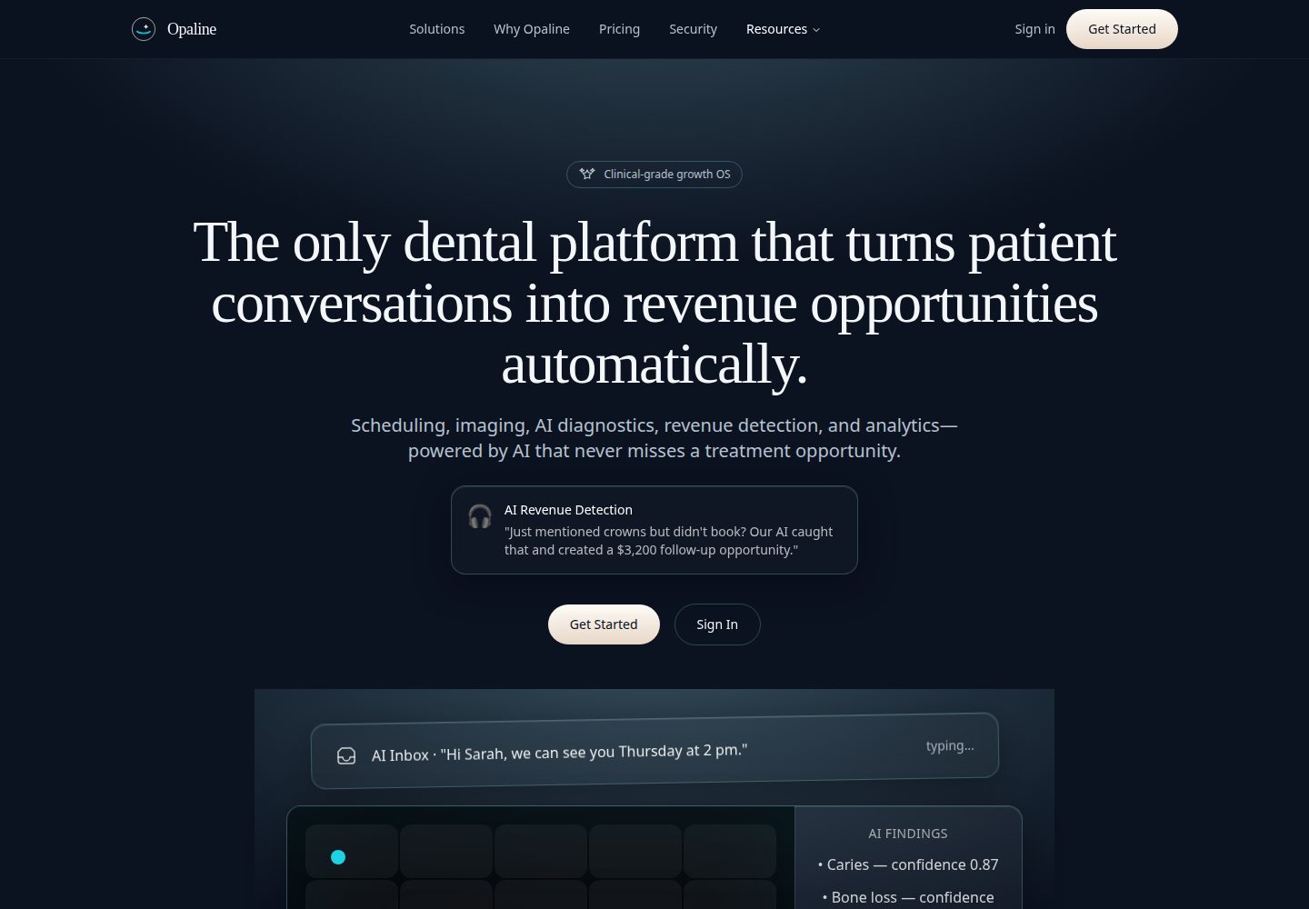 Opaline public website screenshot