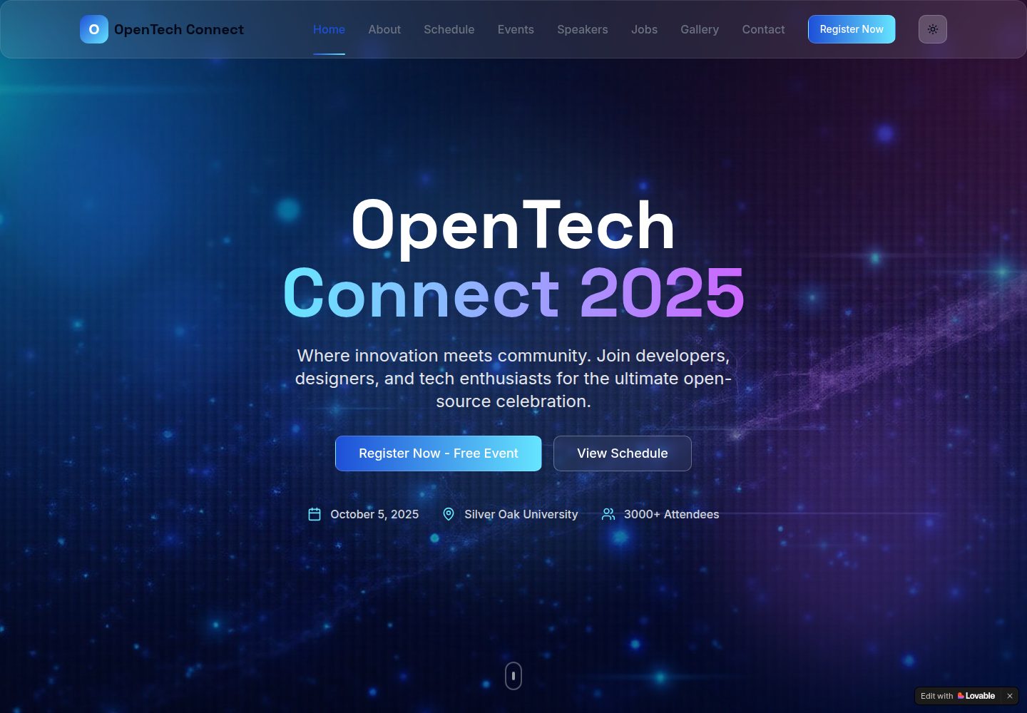 OpenTech Connect public website screenshot
