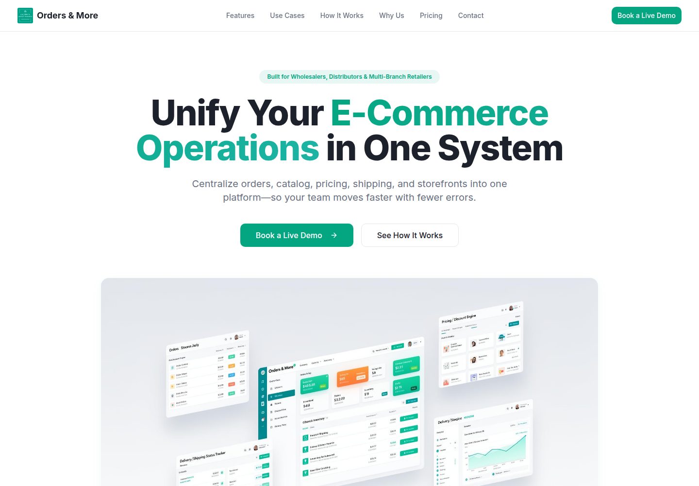 Orders & More public website screenshot