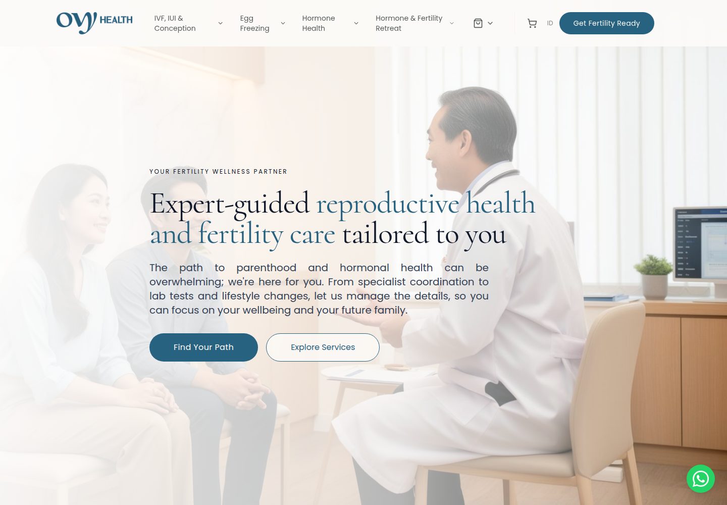 Ovy Health public website screenshot