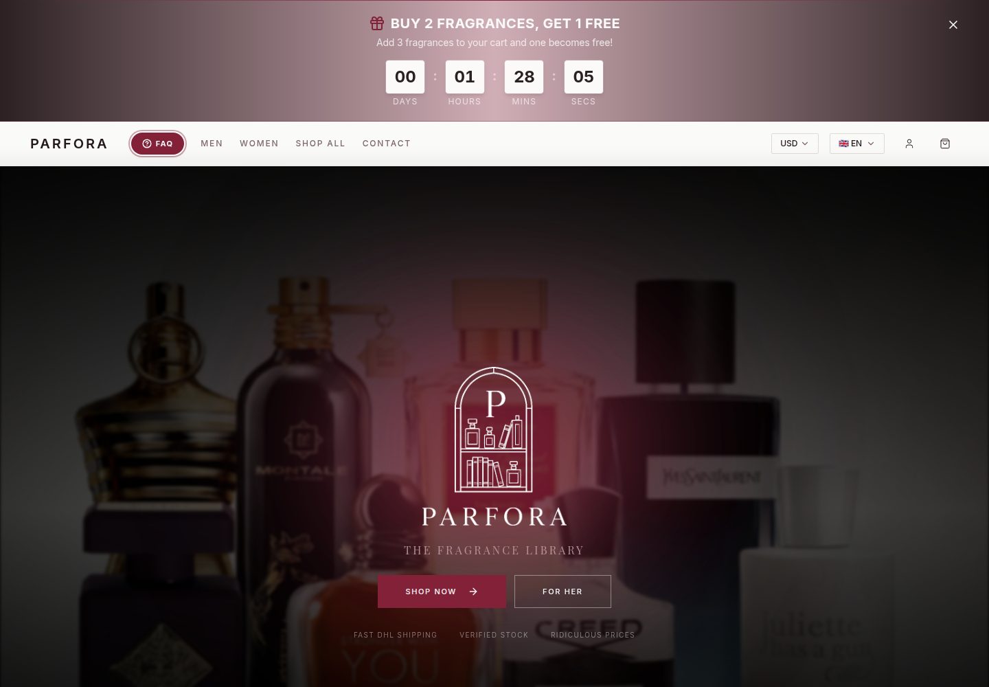 Parfora public website screenshot