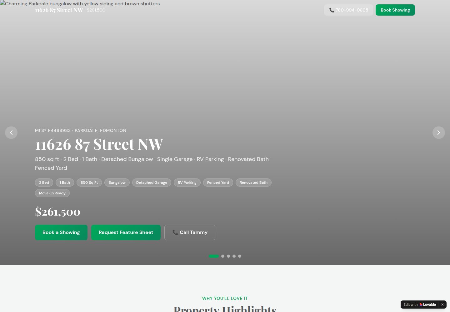 Parkdale Edmonton public website screenshot
