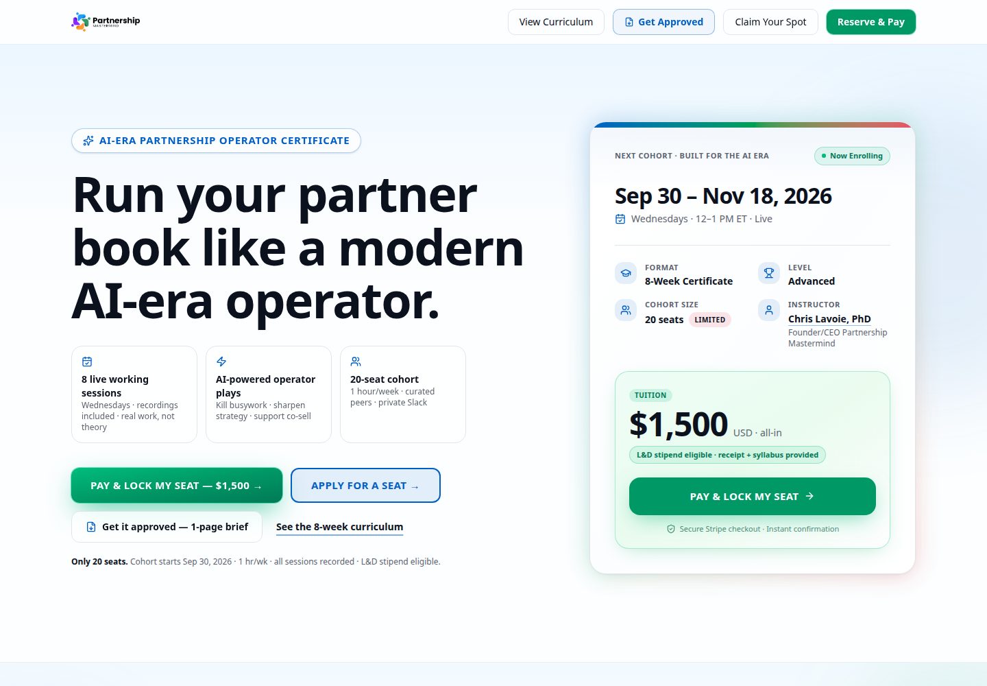 Partnership Mastermind public website screenshot