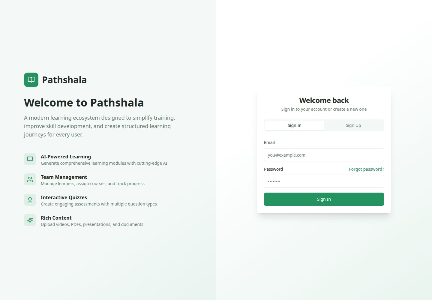 Pathshala public website screenshot