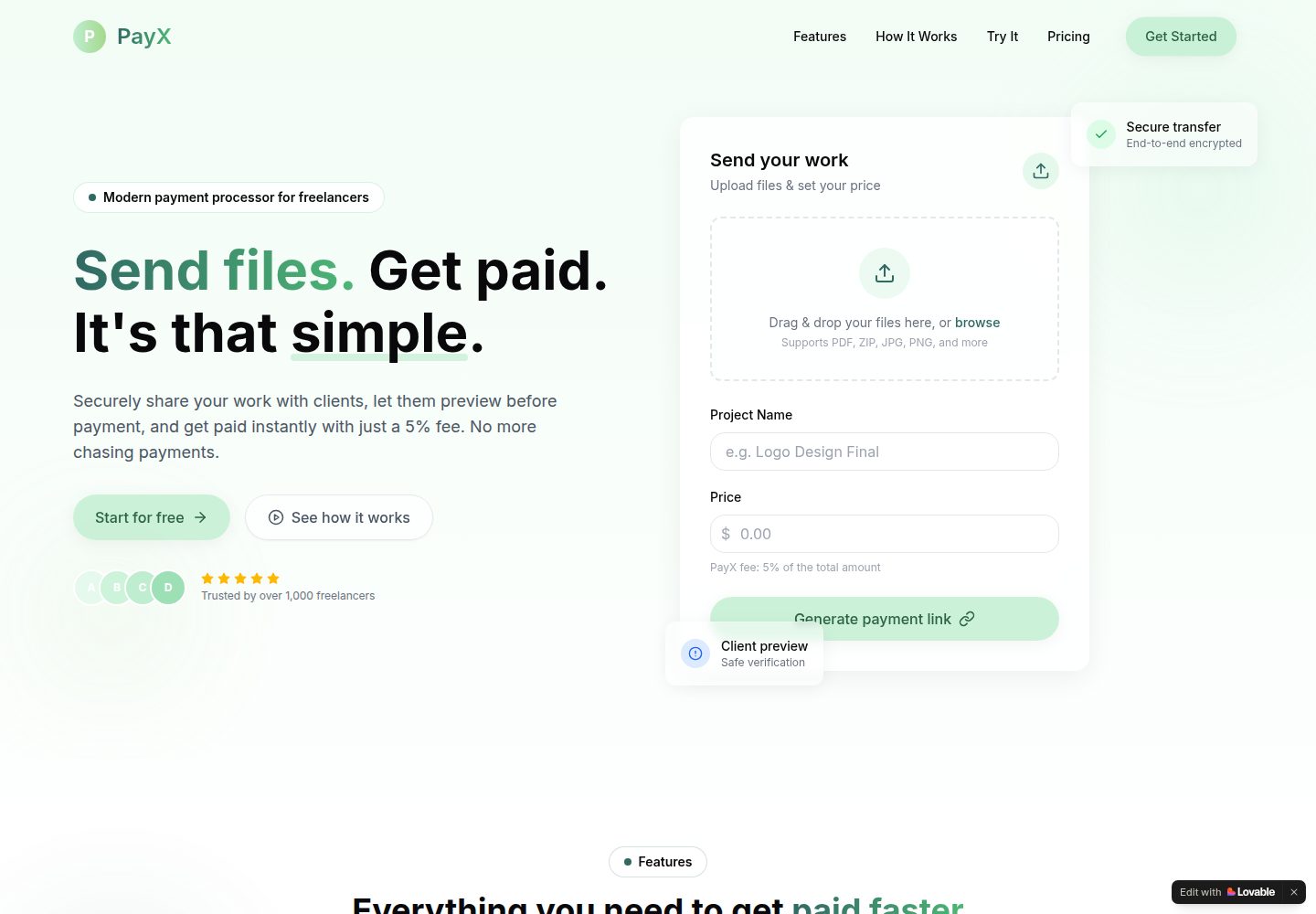 PayX public website screenshot