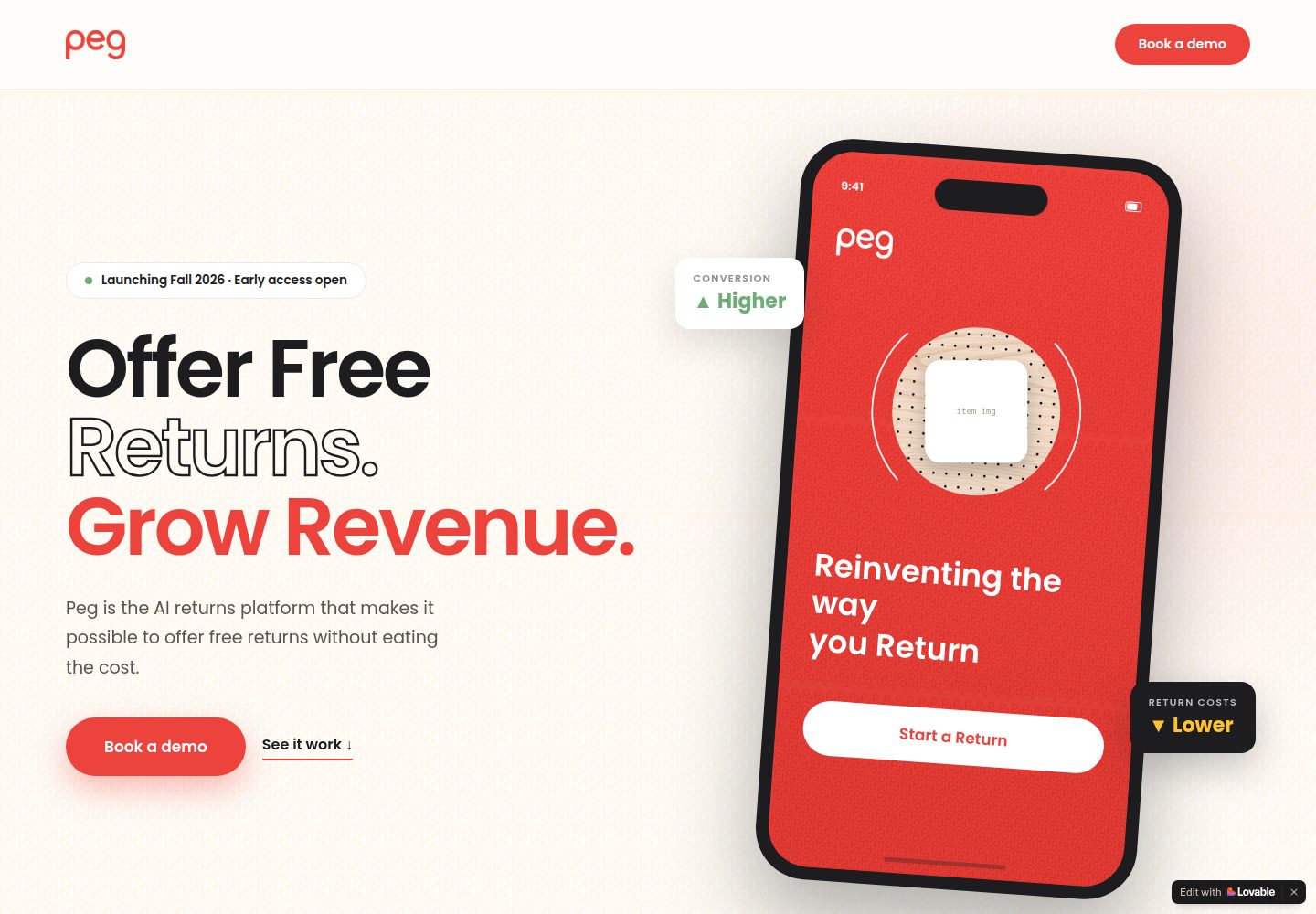 Peg public website screenshot