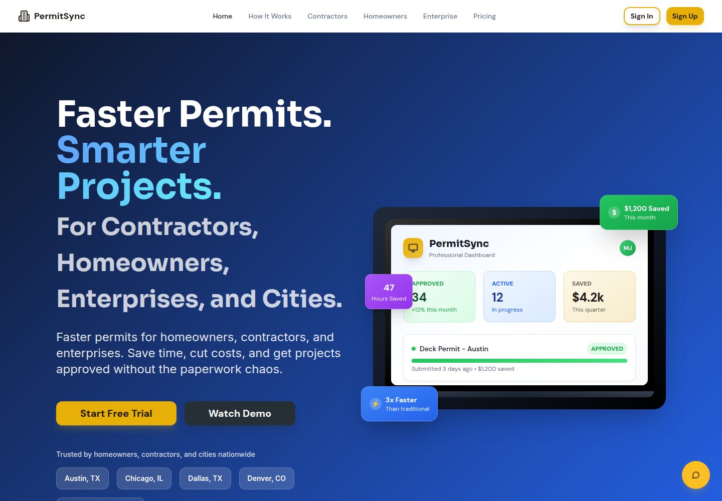 PermitSync public website screenshot
