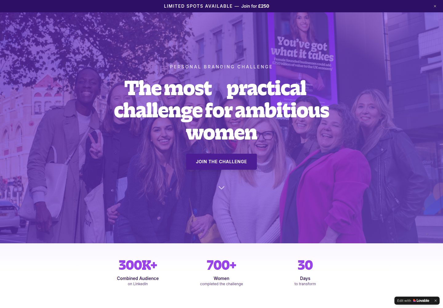 Personal Branding Challenge public website screenshot
