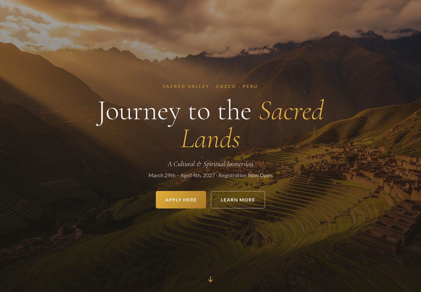 Peru Sacred Valley 2027 public website screenshot