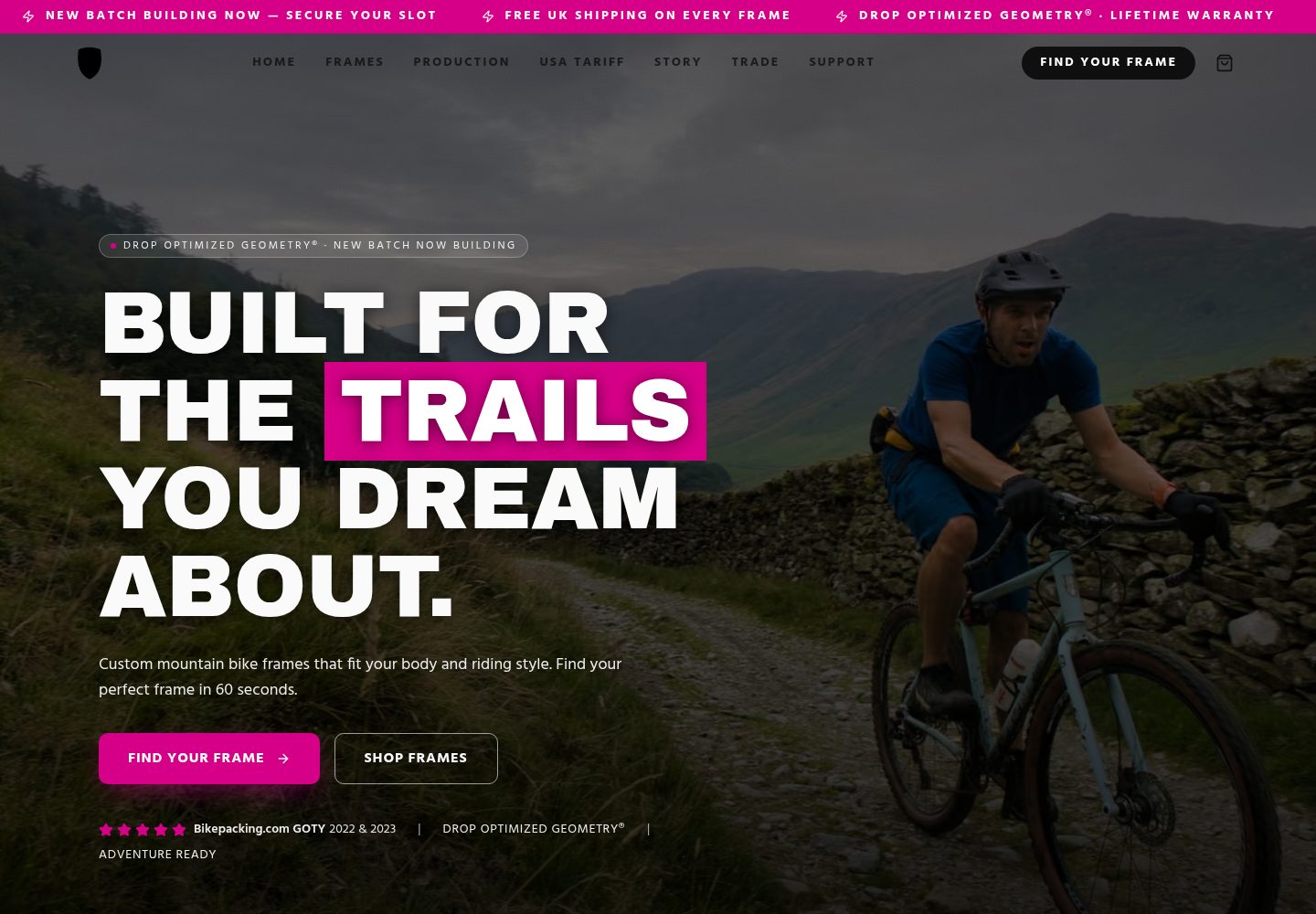 Pipedream Cycles public website screenshot