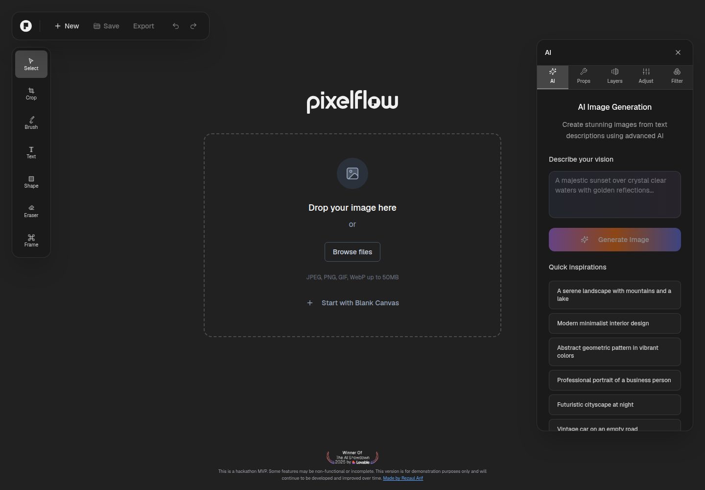 PixelFlow public website screenshot
