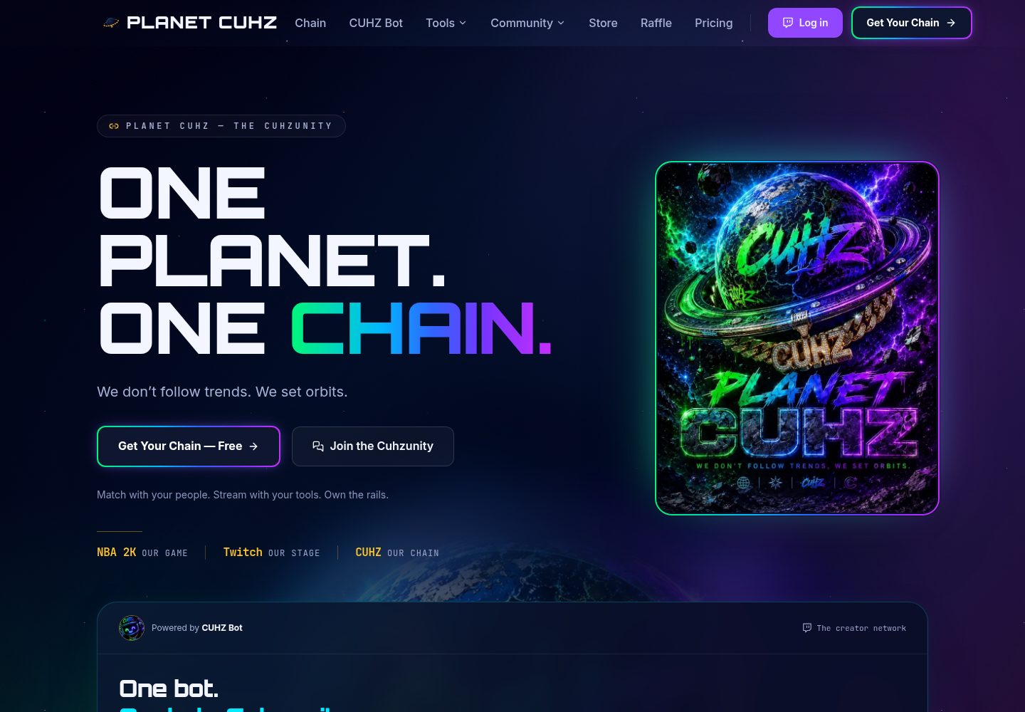 Planet Cuhz public website screenshot