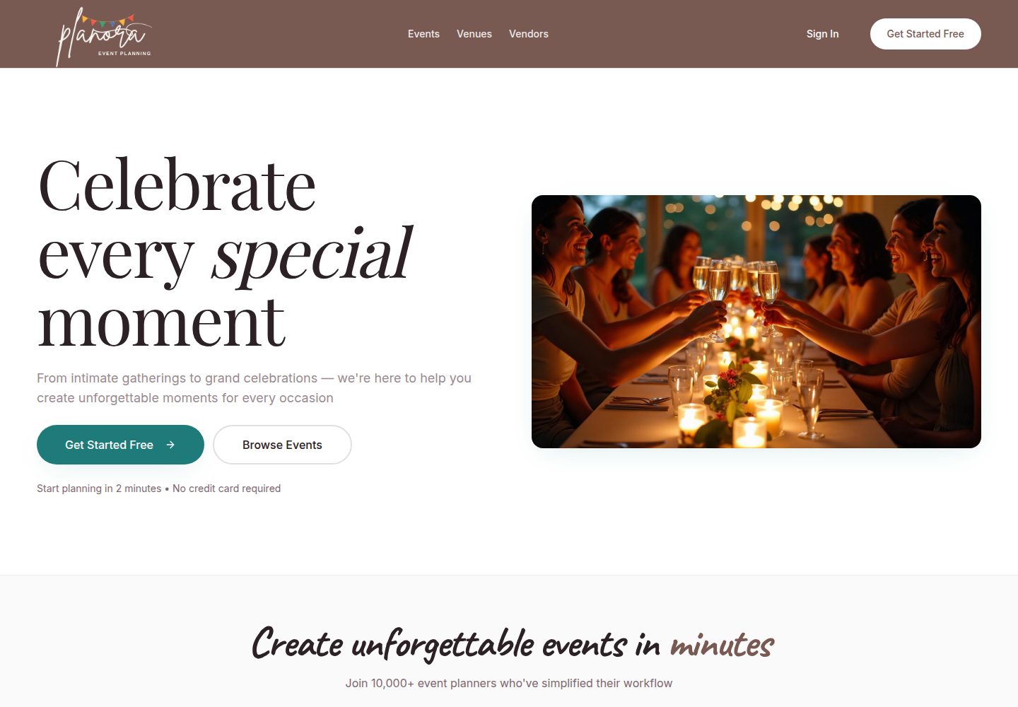 Planora public website screenshot