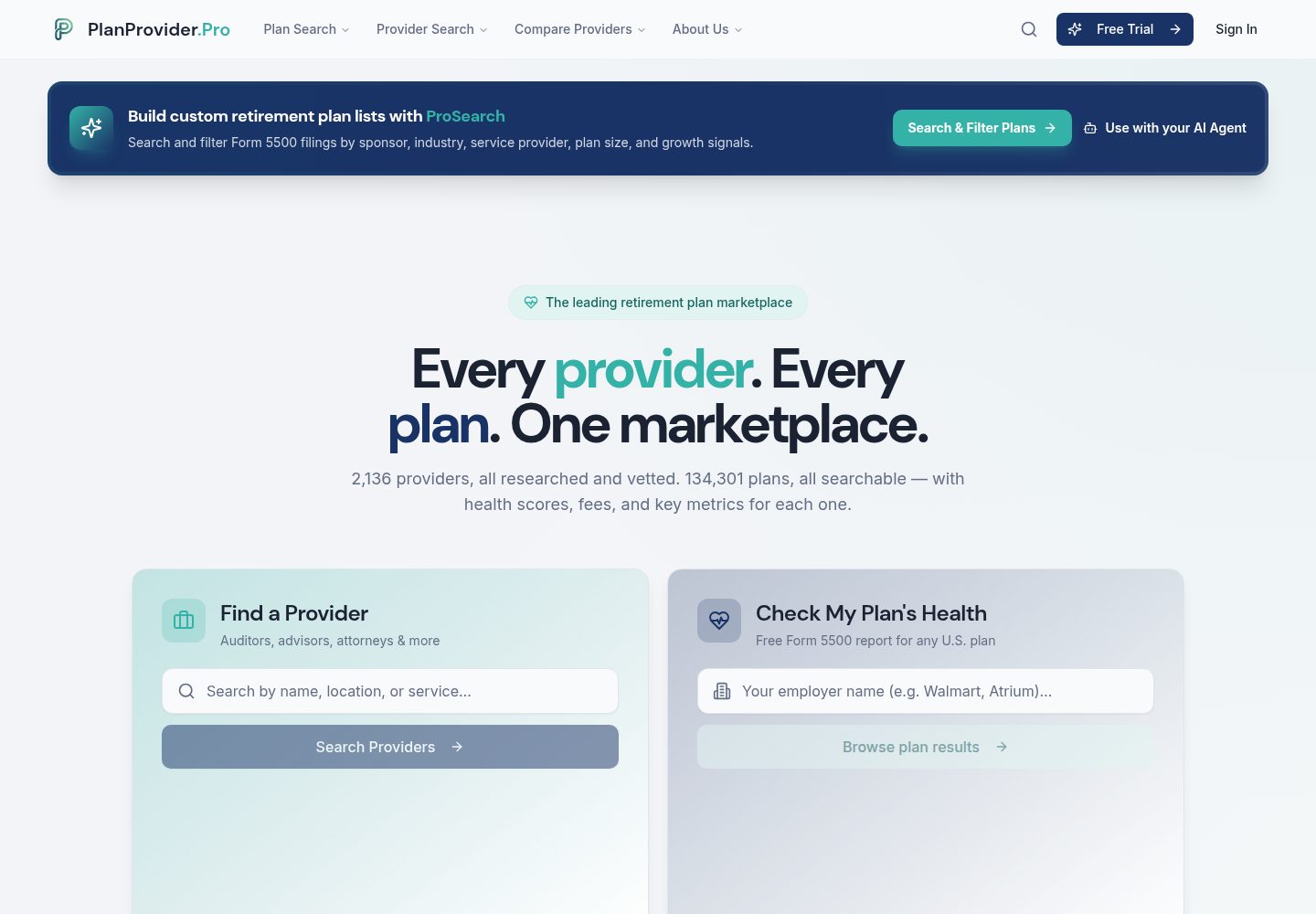 PlanProvider.Pro public website screenshot