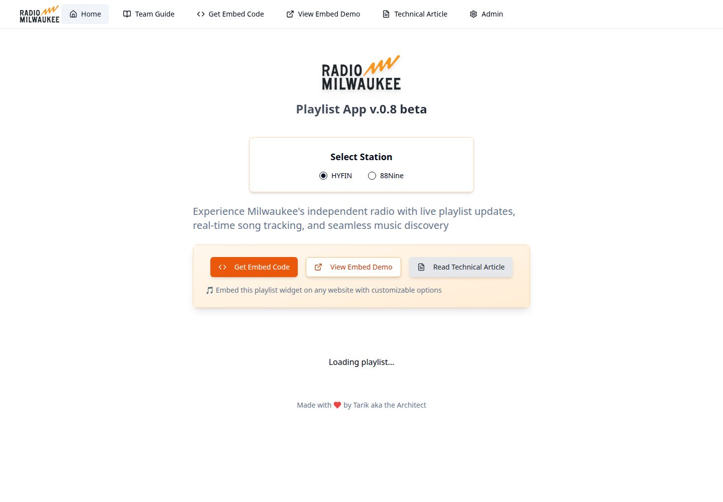 Playlist App public website screenshot