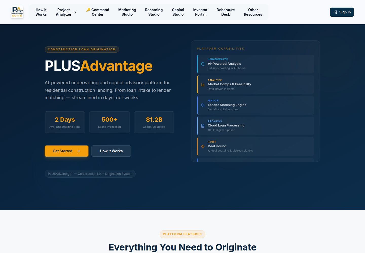 PLUSAdvantage public website screenshot
