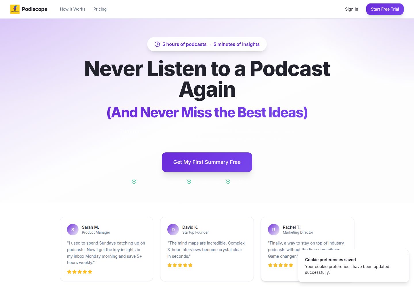Podiscope public website screenshot