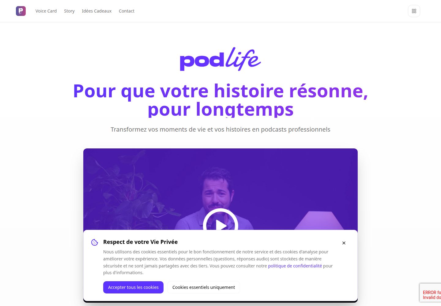 Podlife public website screenshot