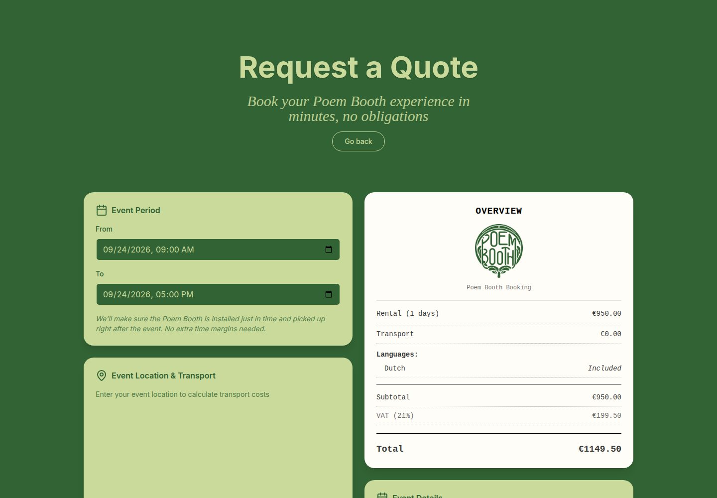 Poem Booth public website screenshot