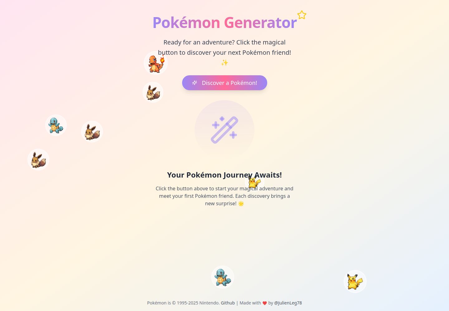 Pokémon Generator public website screenshot