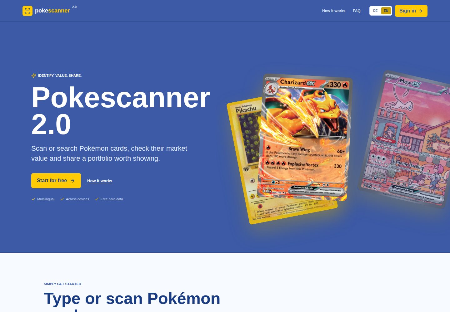 Pokescanner public website screenshot