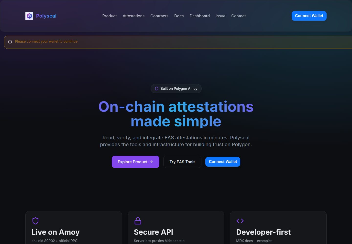 Polyseal public website screenshot