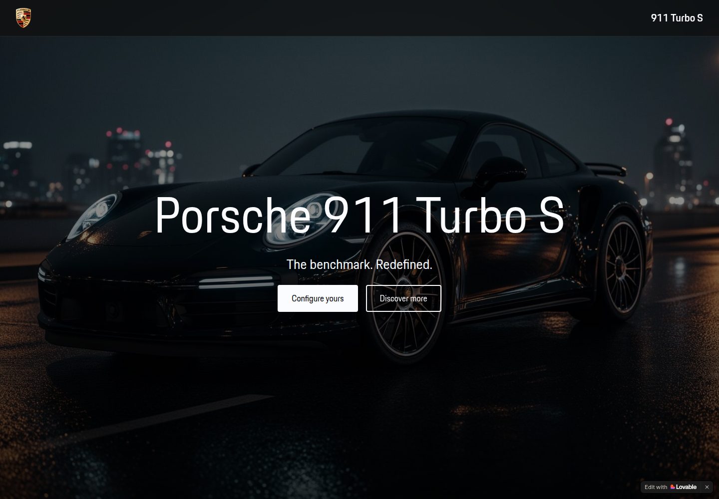 Porsche 911 Turbo S public website screenshot
